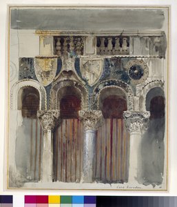 Studie van de marmeren inleg op de voorkant van de Casa Loredan, Venetië, september - oktober 1845 door John Ruskin